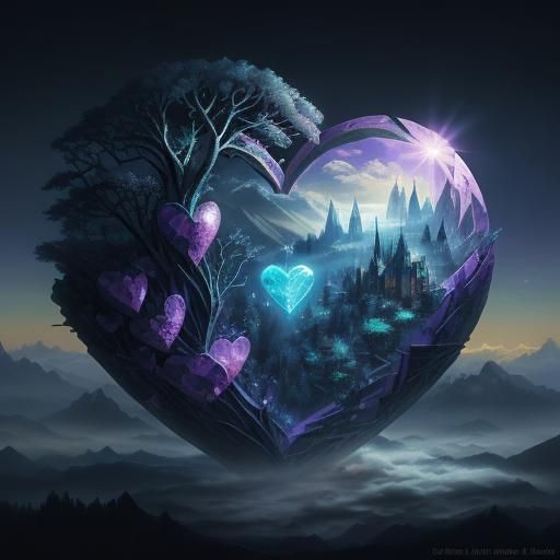 Ethereal Crystal Heart in Fantasy Style