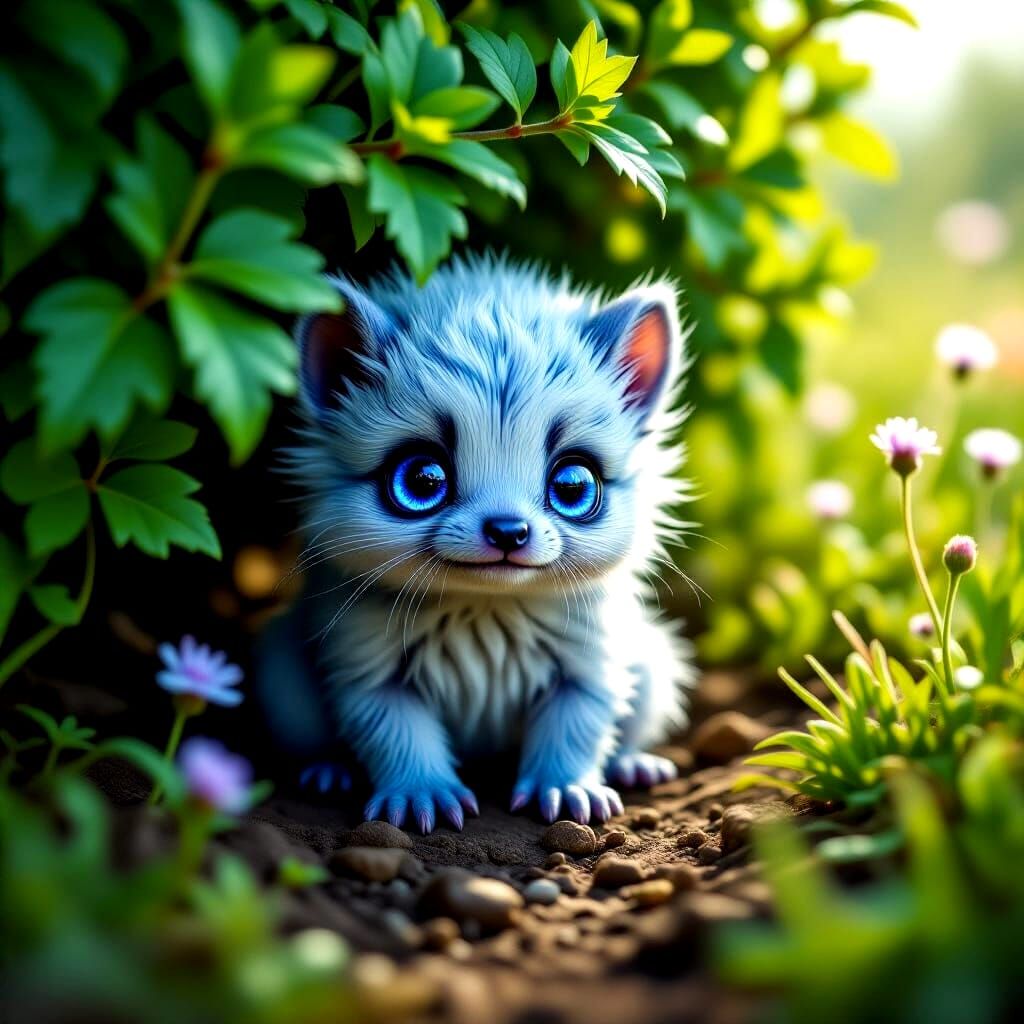 Fearful Creature Under Brambles: Hyperdetailed Digital Paint...