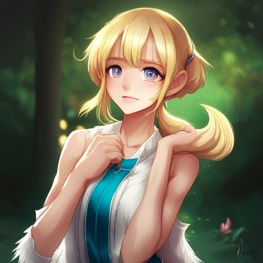 Blonde Elf Girl in Anime Style