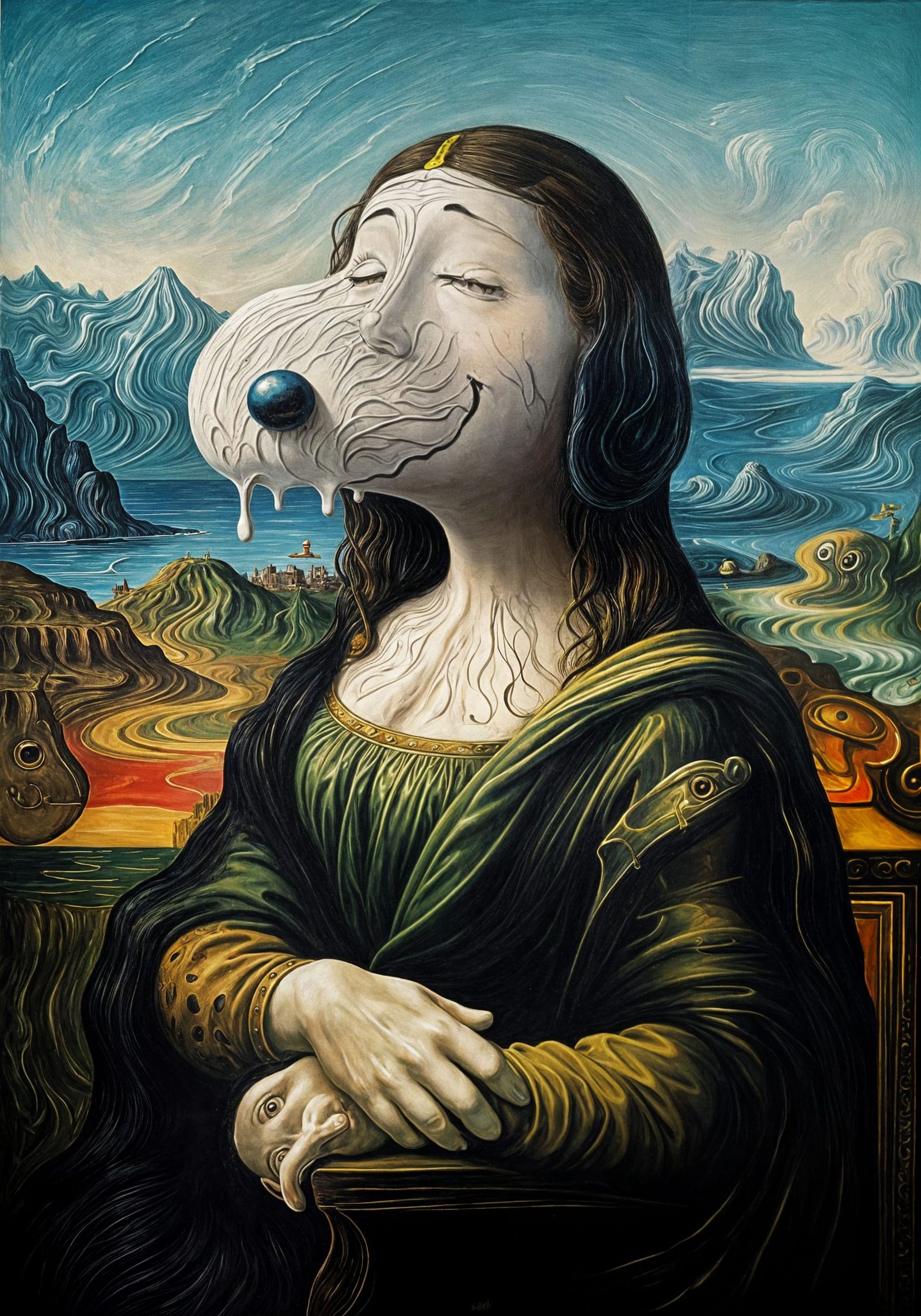 Surrealist Mona Lisa Transformed by Snoopy