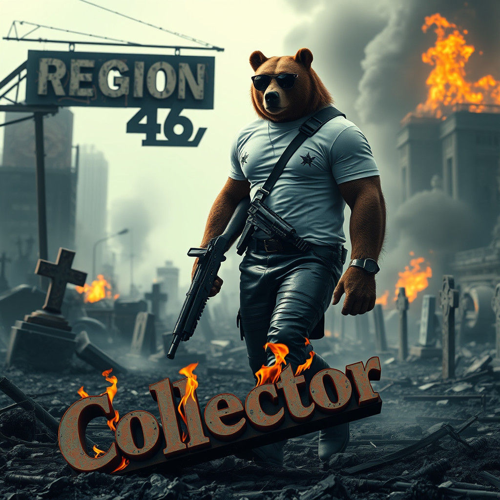 Towering Bear Patrols Ruined Metropolis in Dystopian Style