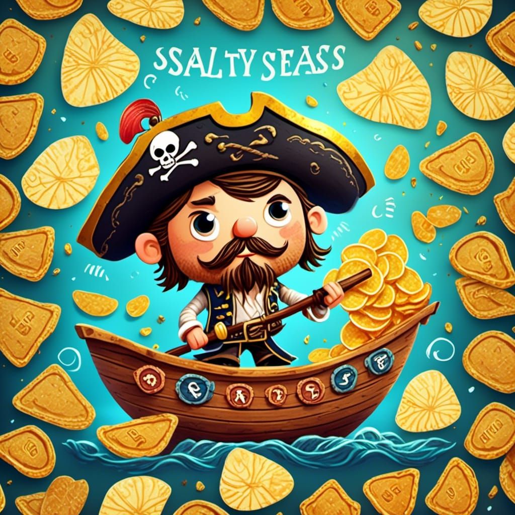 Potato Chip Pirate Adventure: Whimsical Food Illustration