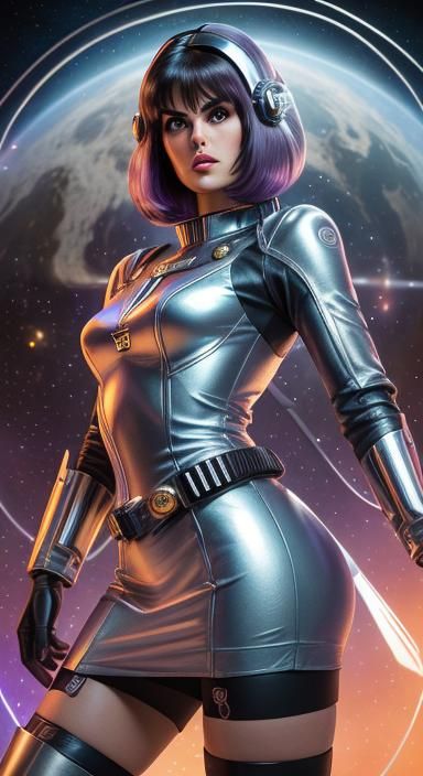 Space Alien Pinup in Retro Sci-Fi Style