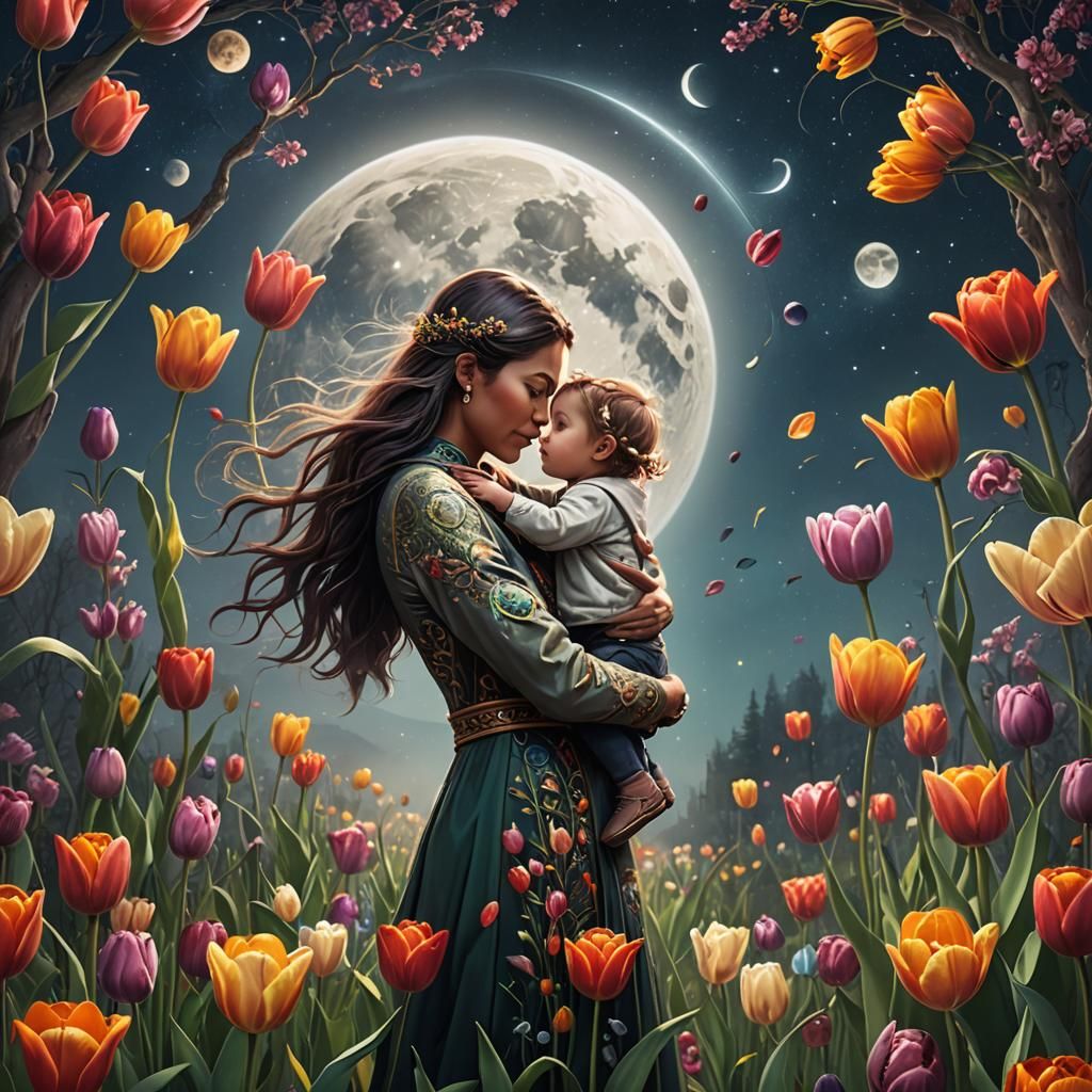 Mother and Daughter in Nature's Embrace