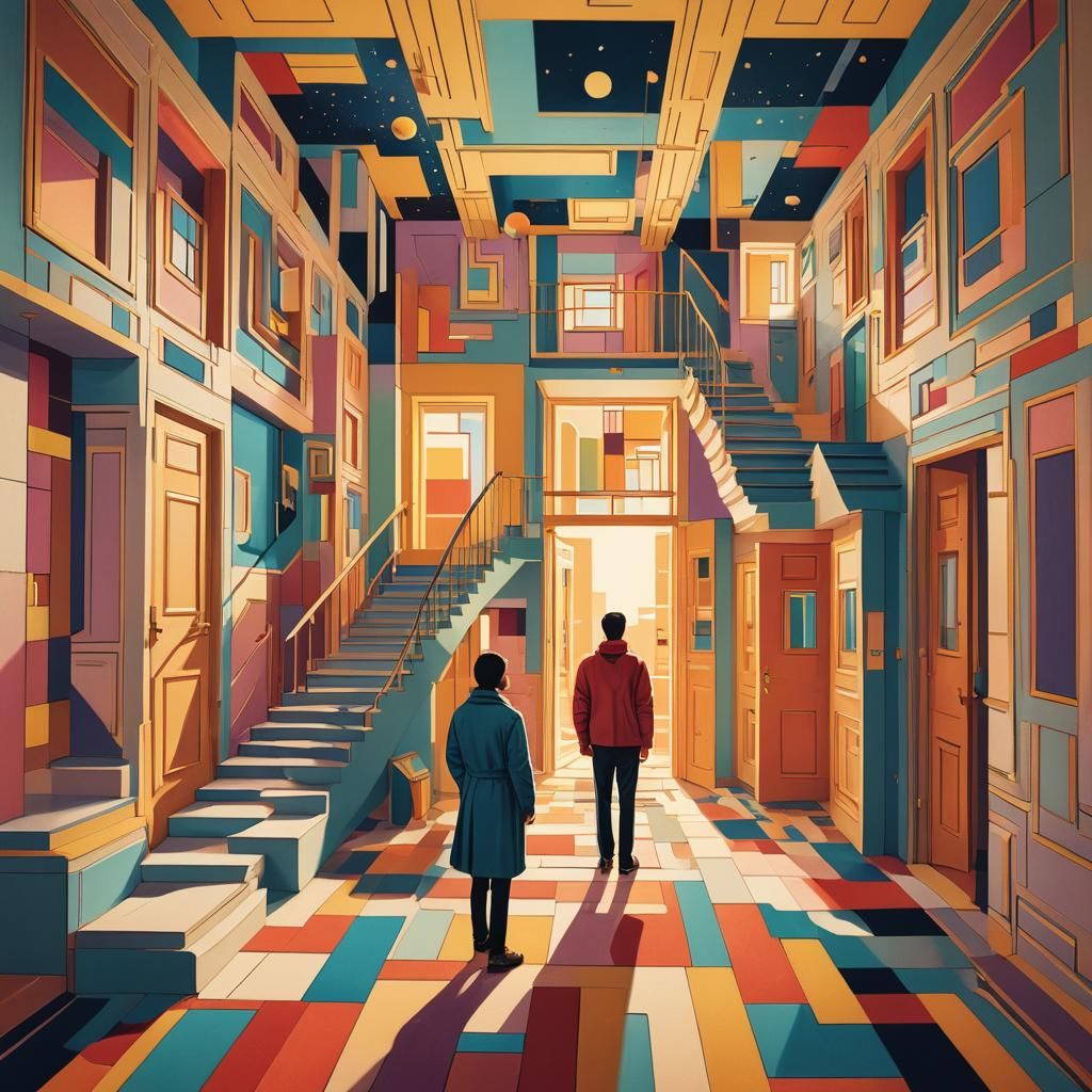 Surreal Architectural Illustration with Impossible Geometry