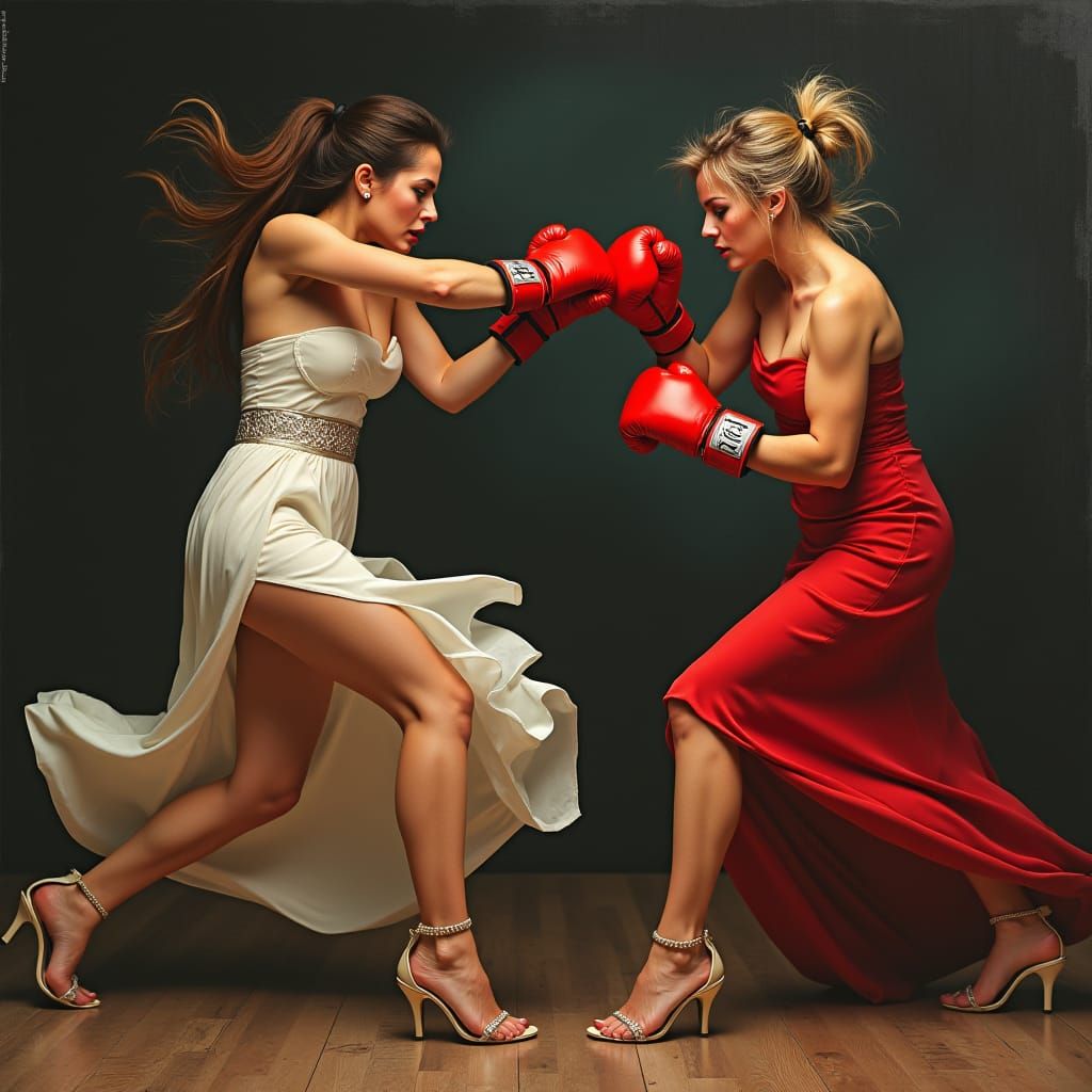 Women's Boxing Match in Evening Gowns