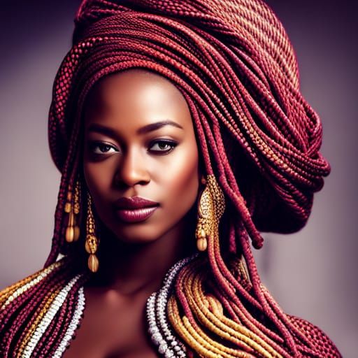 Hyperrealistic Portrait of a Beautiful African Queen