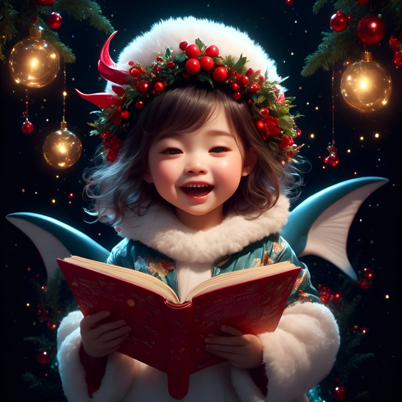 Adorable Shark Angel Sings a Christmas Carol