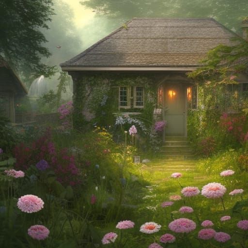 Lush Cottagecore Cottage in Overgrown Bog Garden