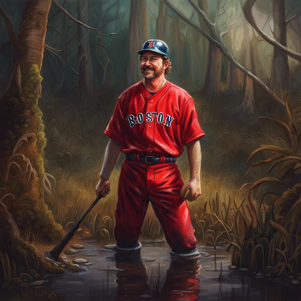 Wade Boggs in a Swampy Bog: Hyperrealistic Splash Art