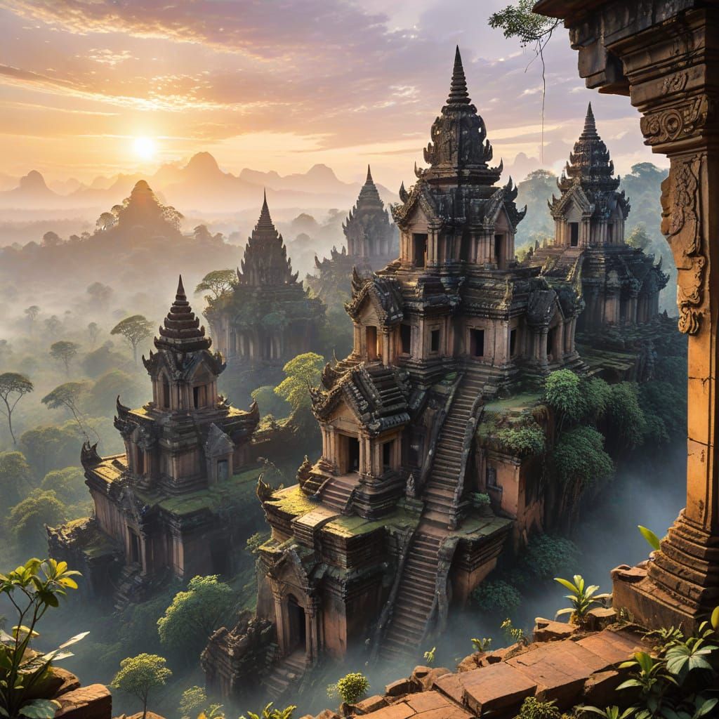 Preah Vihear Temple Sunrise on Dângrêk Mountains