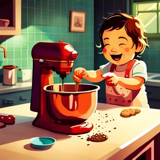Laughing Toddler Watches Cookie Dough Mixer