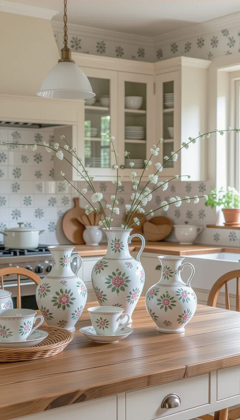 Vases in Kitchen in Watercolor Style
