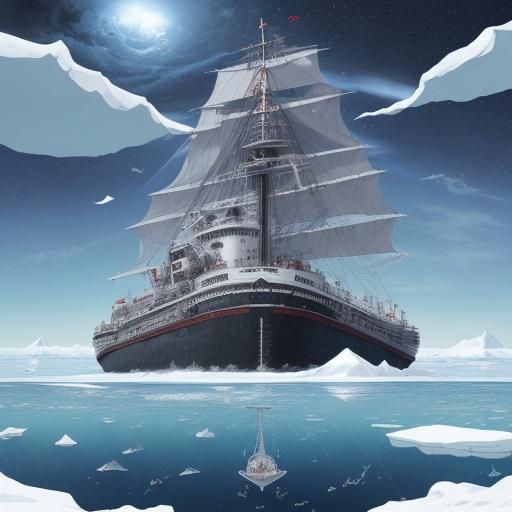 Sunken Ship in Antarctica: Anime Style
