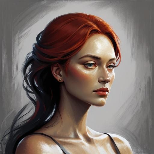 Elegant Woman Portrait with Impasto and Chiaroscuro