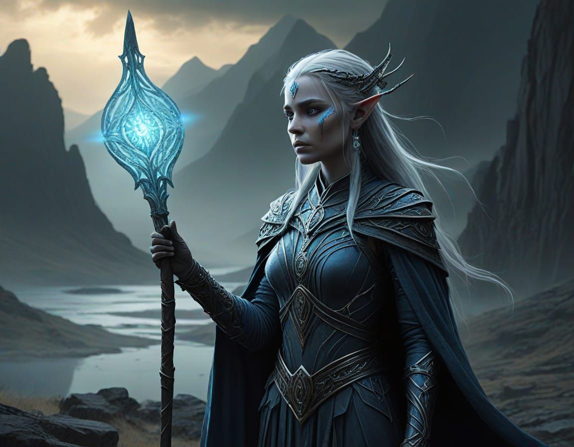 Grimdark Elven Prophetess with Spectral Staff