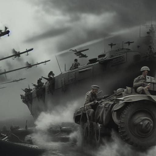 Epic World War 2 D-Day Digital Painting