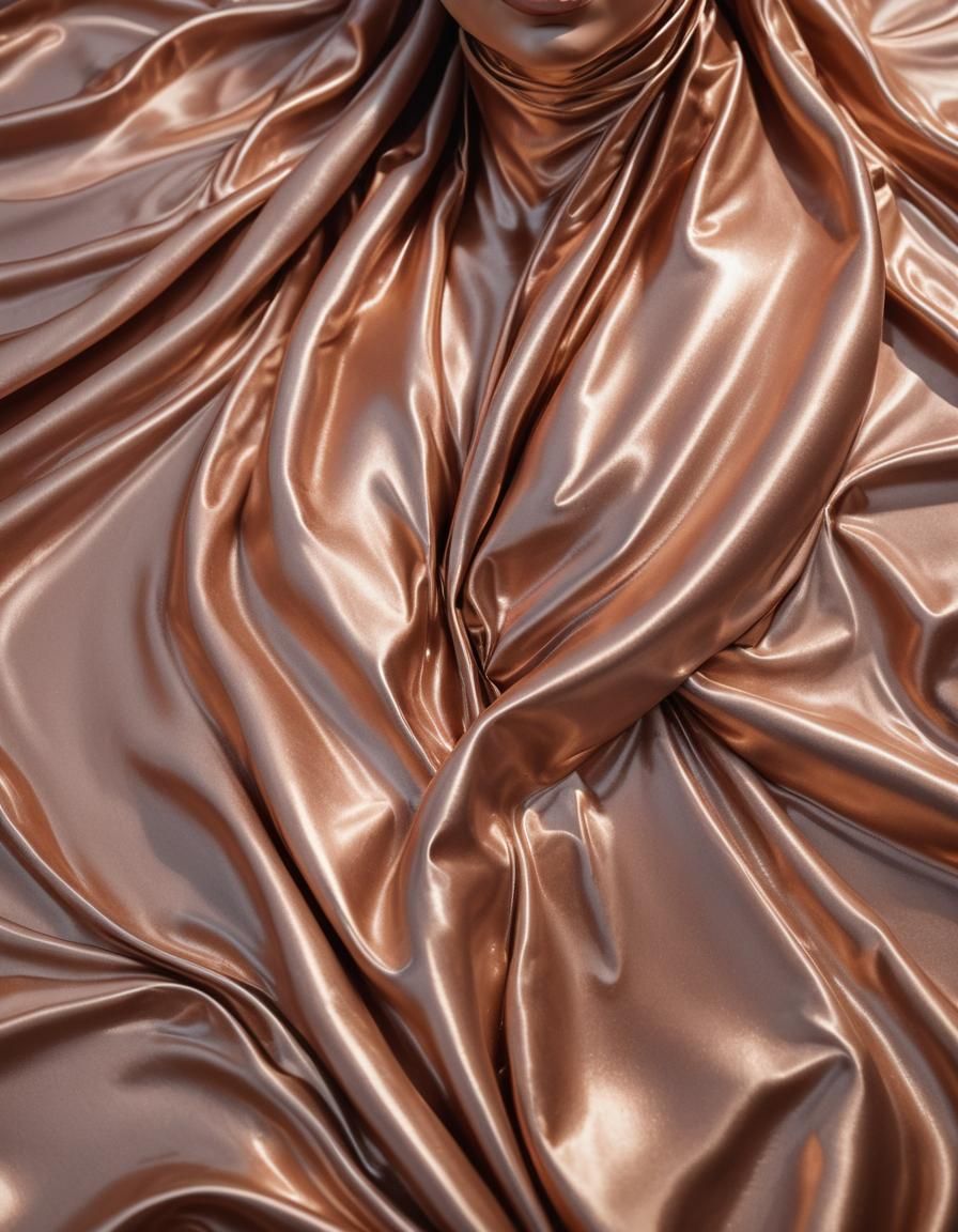 Rose Gold Metal Woman in Surreal Liquid Transformation