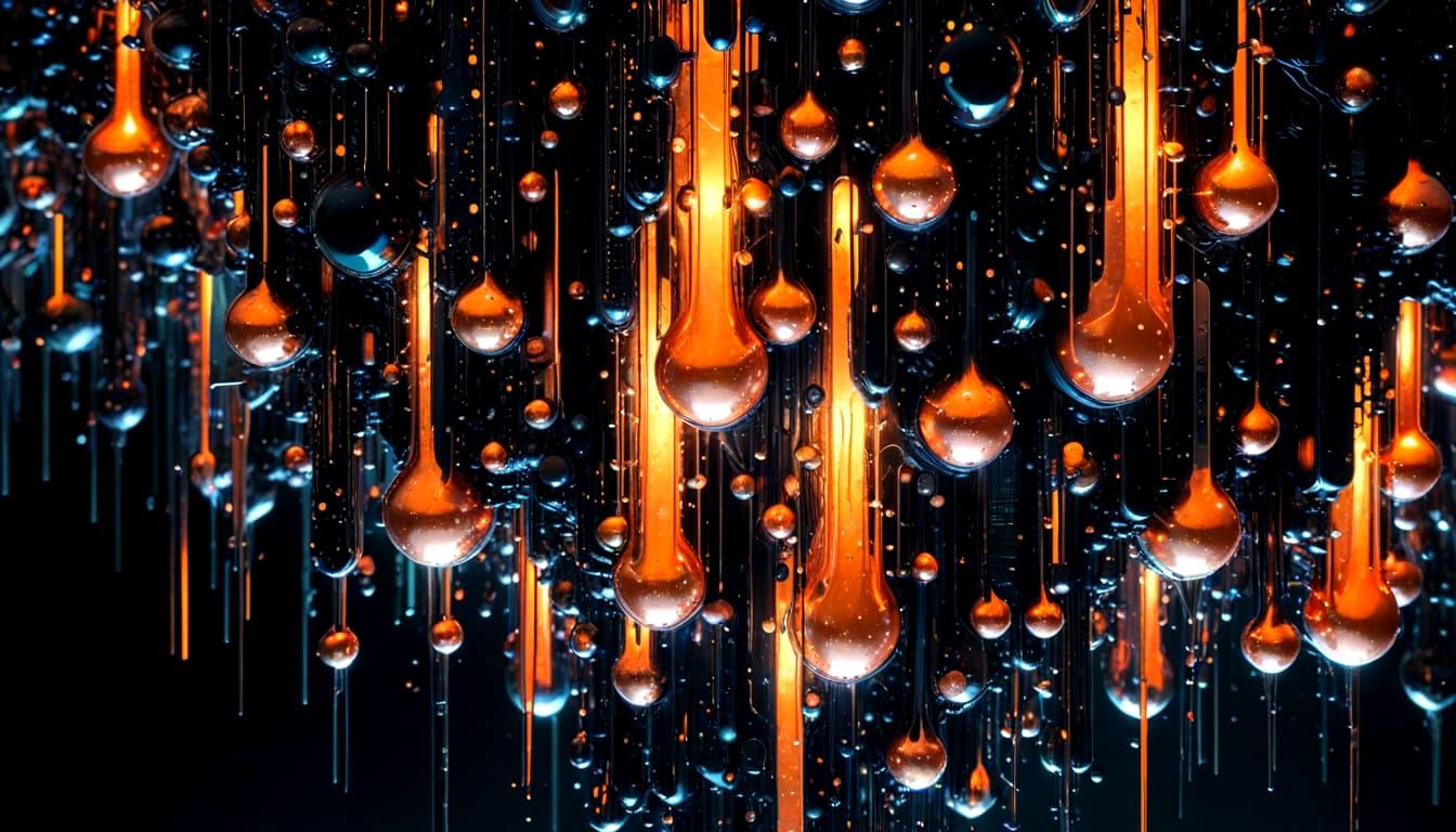 Copper Retro-Futuristic Cityscape in Glitch Art Style