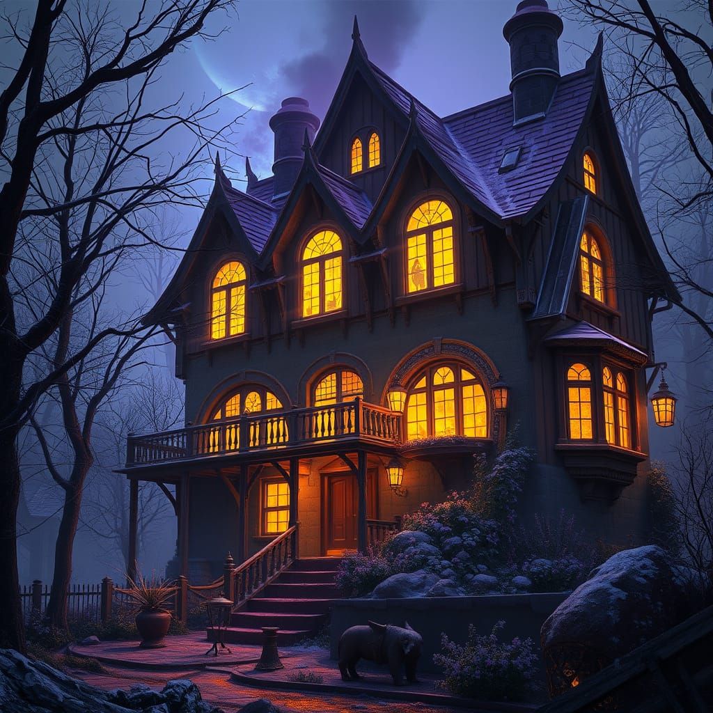 Ghostly Female Spectre in Haunted House, Dark Fantasy