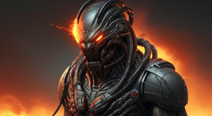 Cybernetic Predator on Barren Burning Planet
