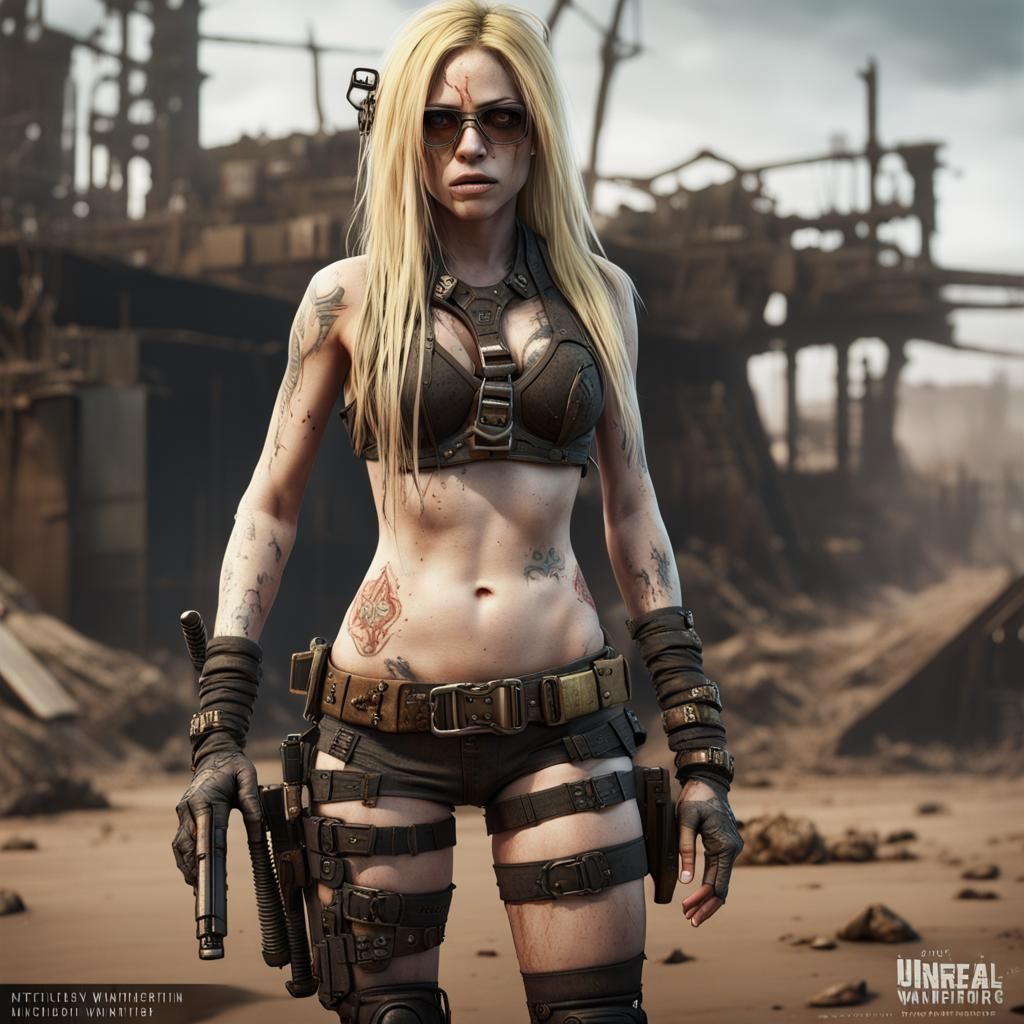 Avril Lavigne: Post-Apocalyptic Warrior in Detailed Matte Pa...