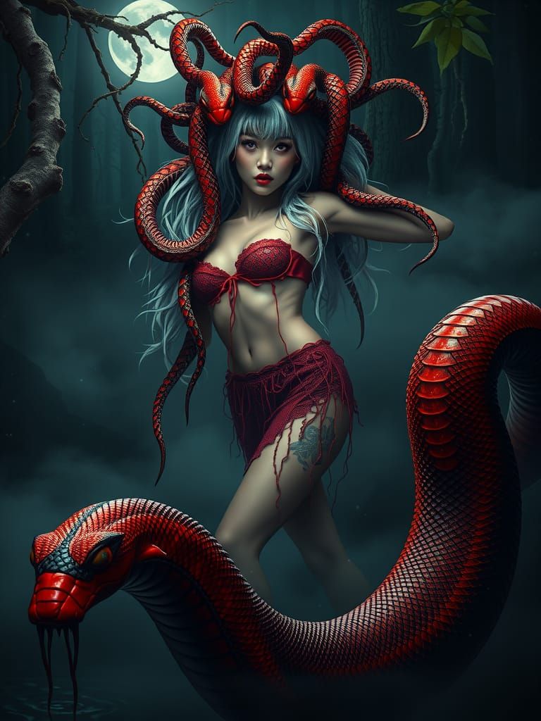 Serpentine Queen in a Dark Forest