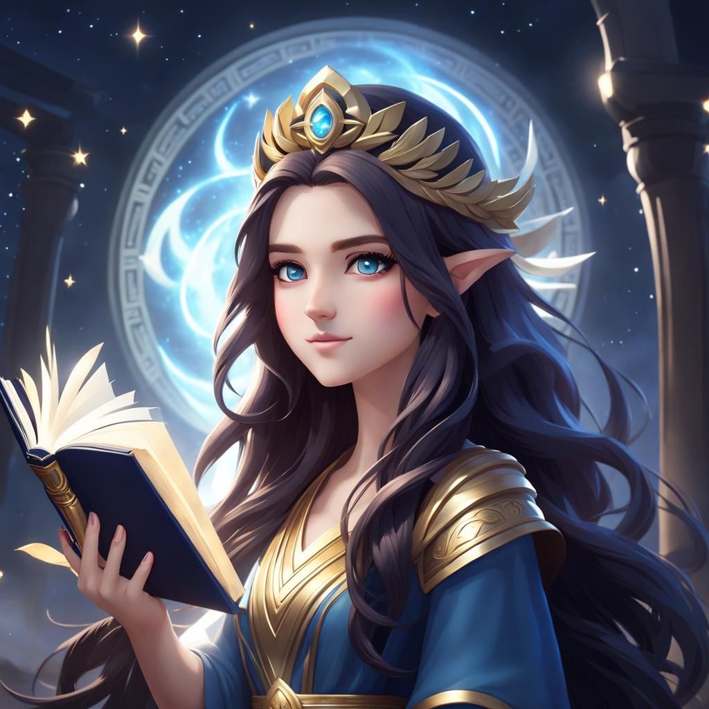 Chibi Goddess Achlys Reading on Mount Olympus