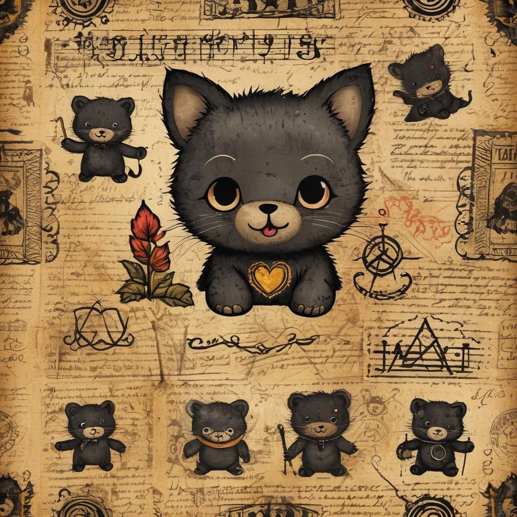 Cute Chibi Kitten Bear in Vivid Colors