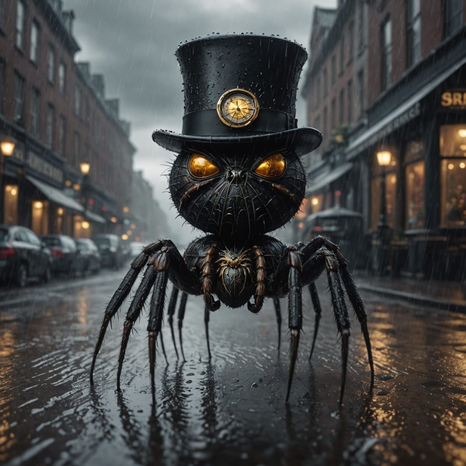 Spider in Top Hat: Dramatic Digital Painting