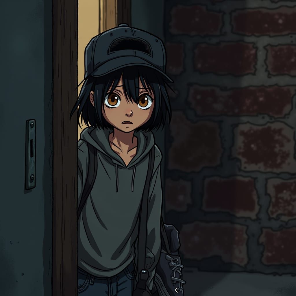 Gritty Teen Girl Peeks Out from Boston Alleyway