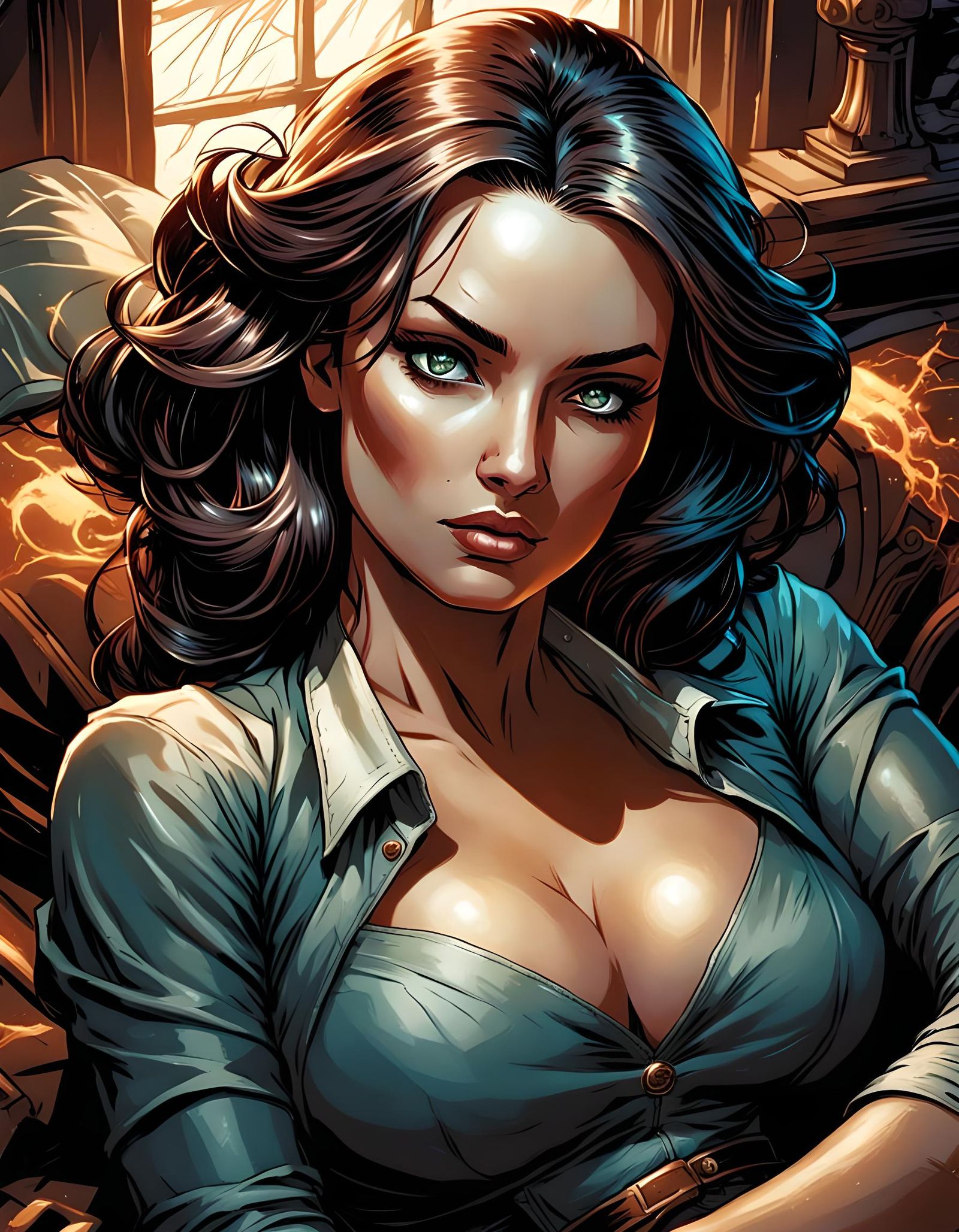 Seductive Comic Book Art of a Young Woman