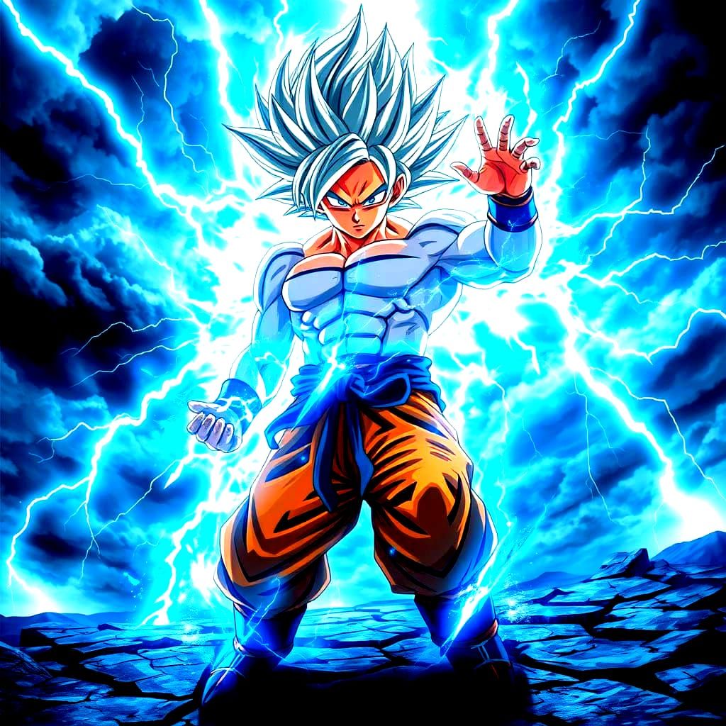 Ethereal Ultra Instinct Goku Radiates Intense Silver and Blu...