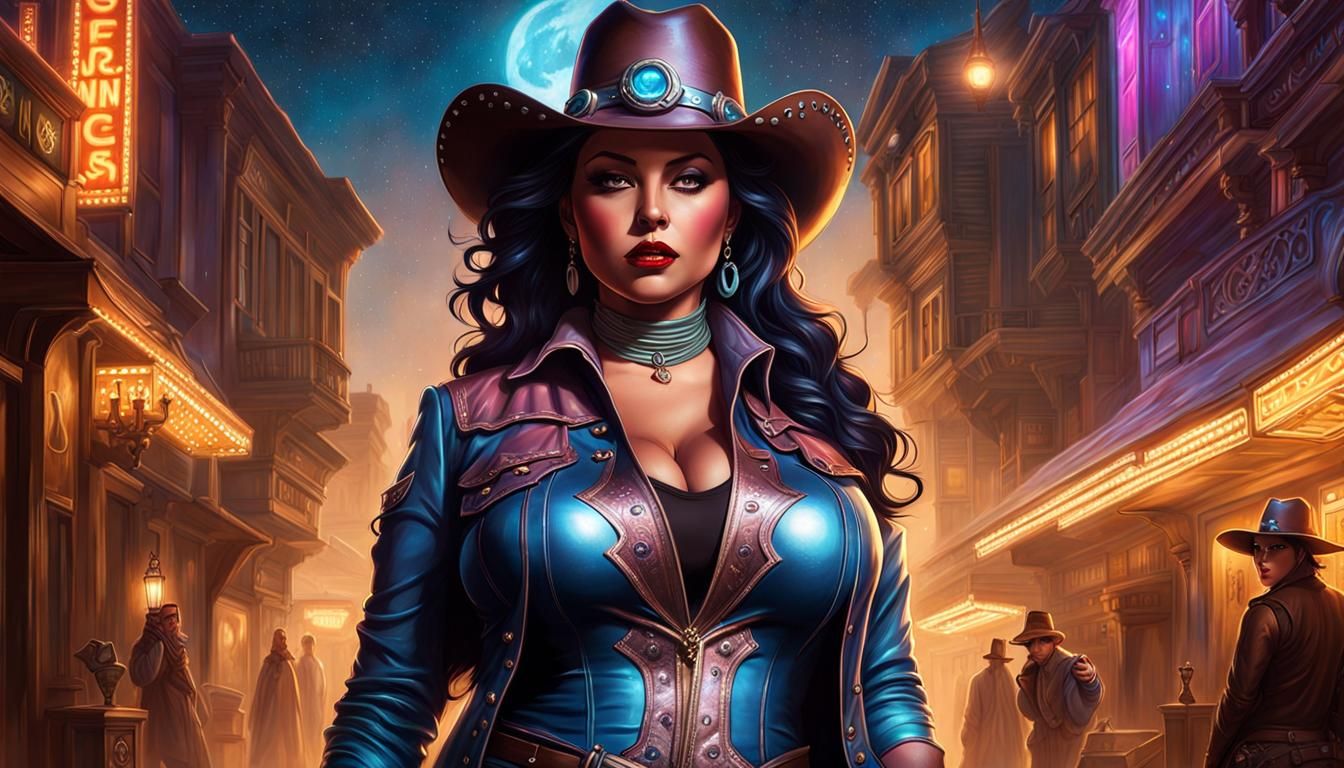 Galaxy Cowgirl in Space, Detailed Digital Portrait