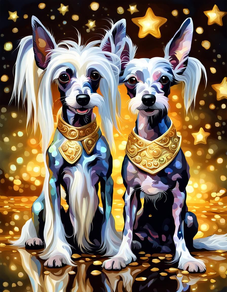 Elegant Imperial Crested Dog in Golden Radiance