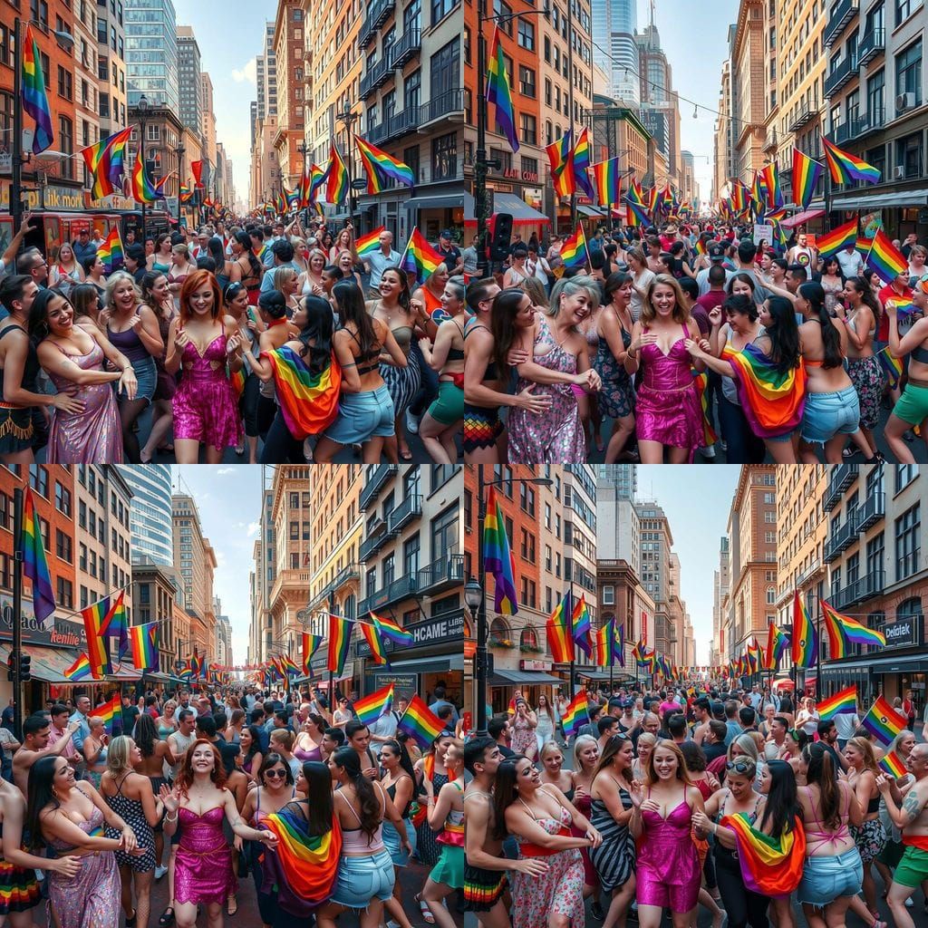 Pride Celebration: A Diverse LGBTQ+ Street Party