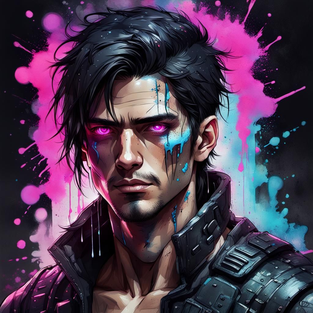 Cyberpunk Man with Cybernetic Enhancements