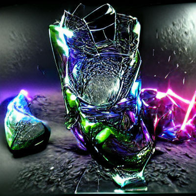 Cosmic Energy Shattered Glass in Neon 3D