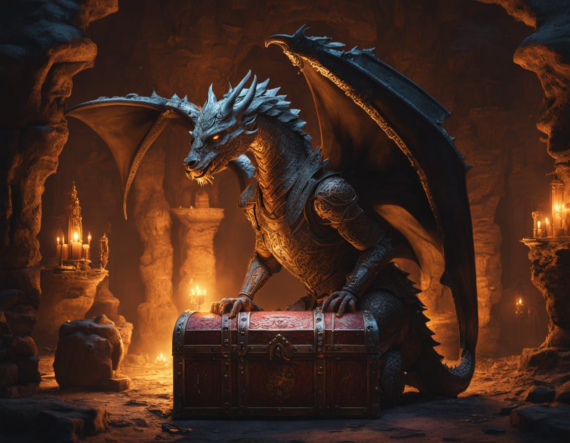 Knight Guards Dragon's Jewel Chest in Crystal Cavern