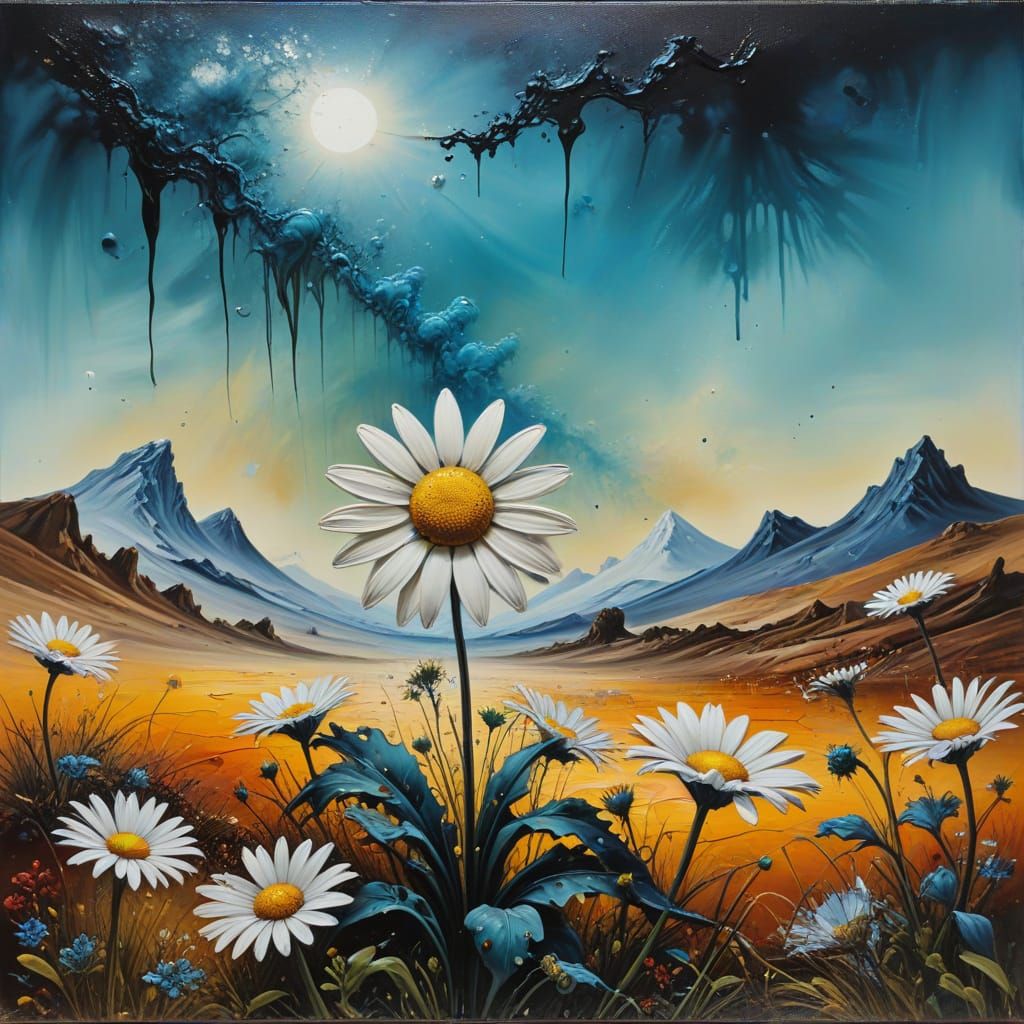 Otherworldly landscape with a daisy #3