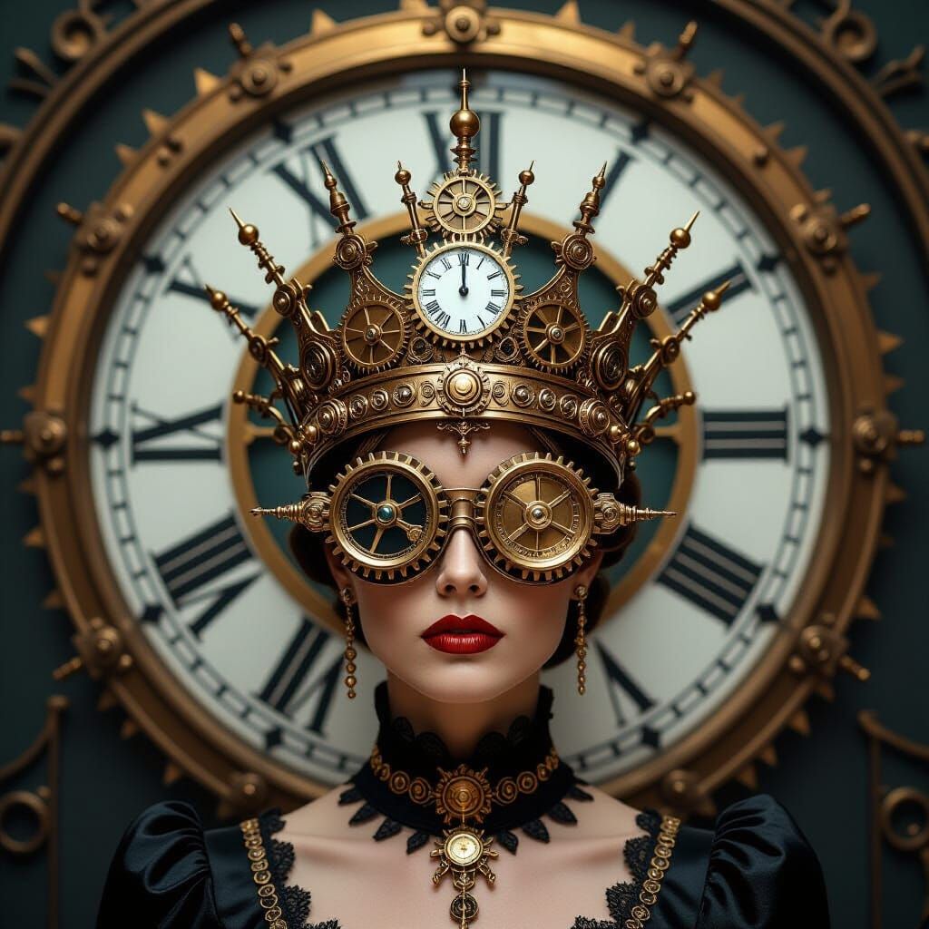 Steampunk Monarch With Intricate Clockwork Crown