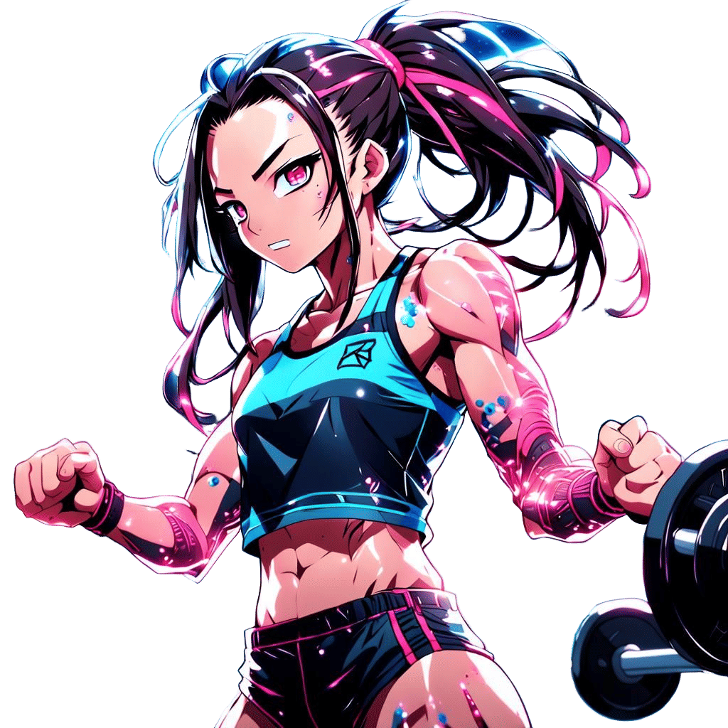 Muscular Nezuko Flexing at Gym: Anime Style