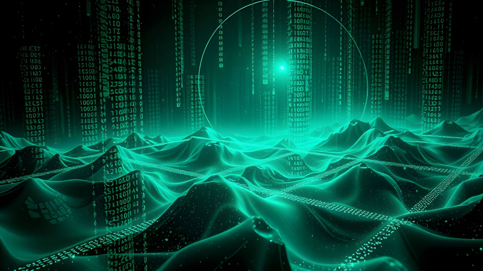 Neon Green Cosmic Universe in Matrix Code Style