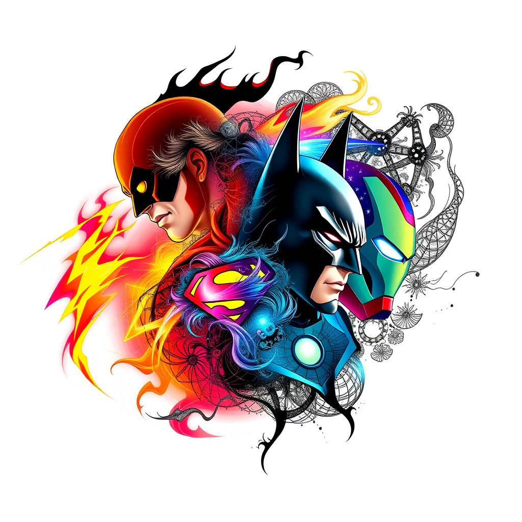 Superhero Mashup: Abstract Vector Art with Fractal Design