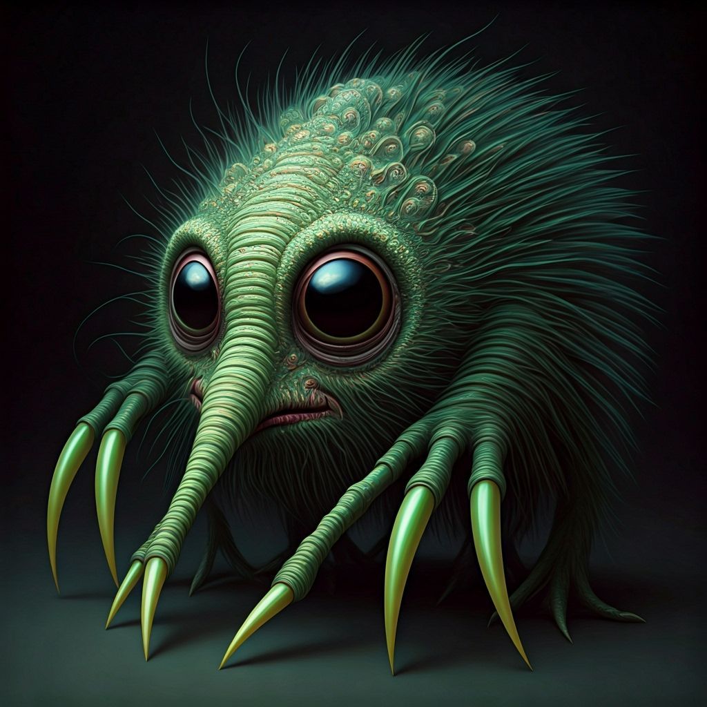 Magical Creature with Glowing Claws and Vast Eyes