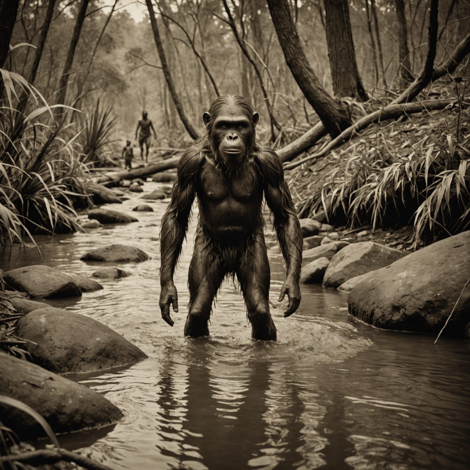 Yowie Ambush in Sepia Tone Vintage Photo