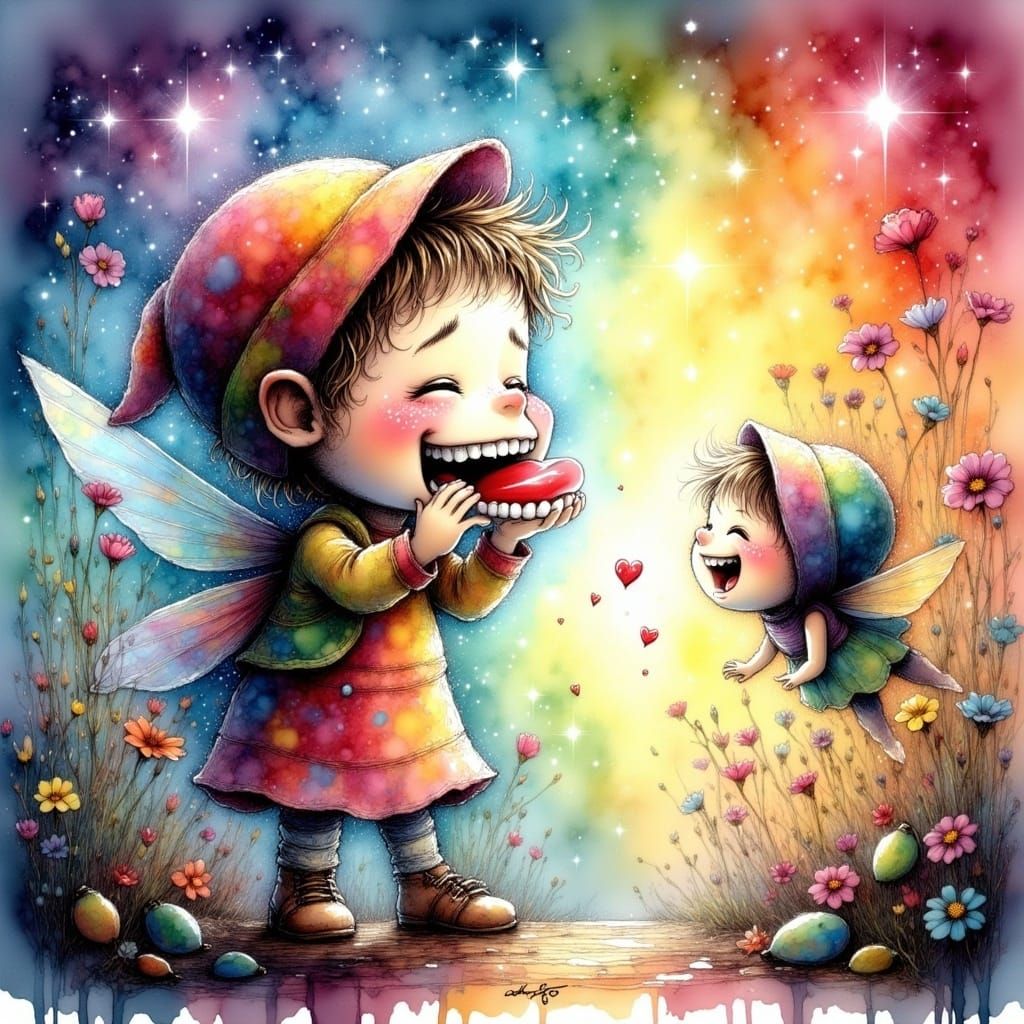 Charming Boy Hunts Mischievous Fairy Amidst Vibrant Lights