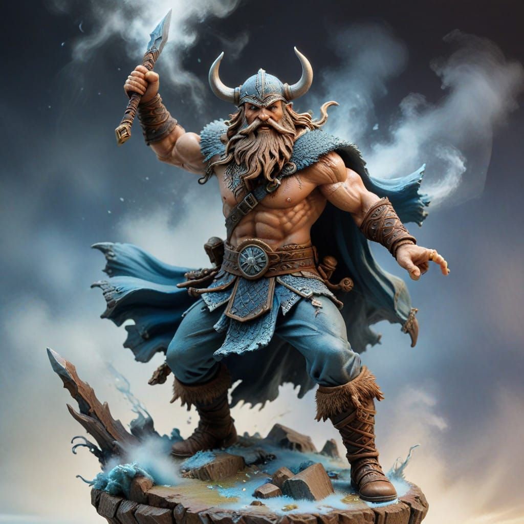 Viking Warrior Defeats Ethereal Demon Eyes in Hyperdetailed....