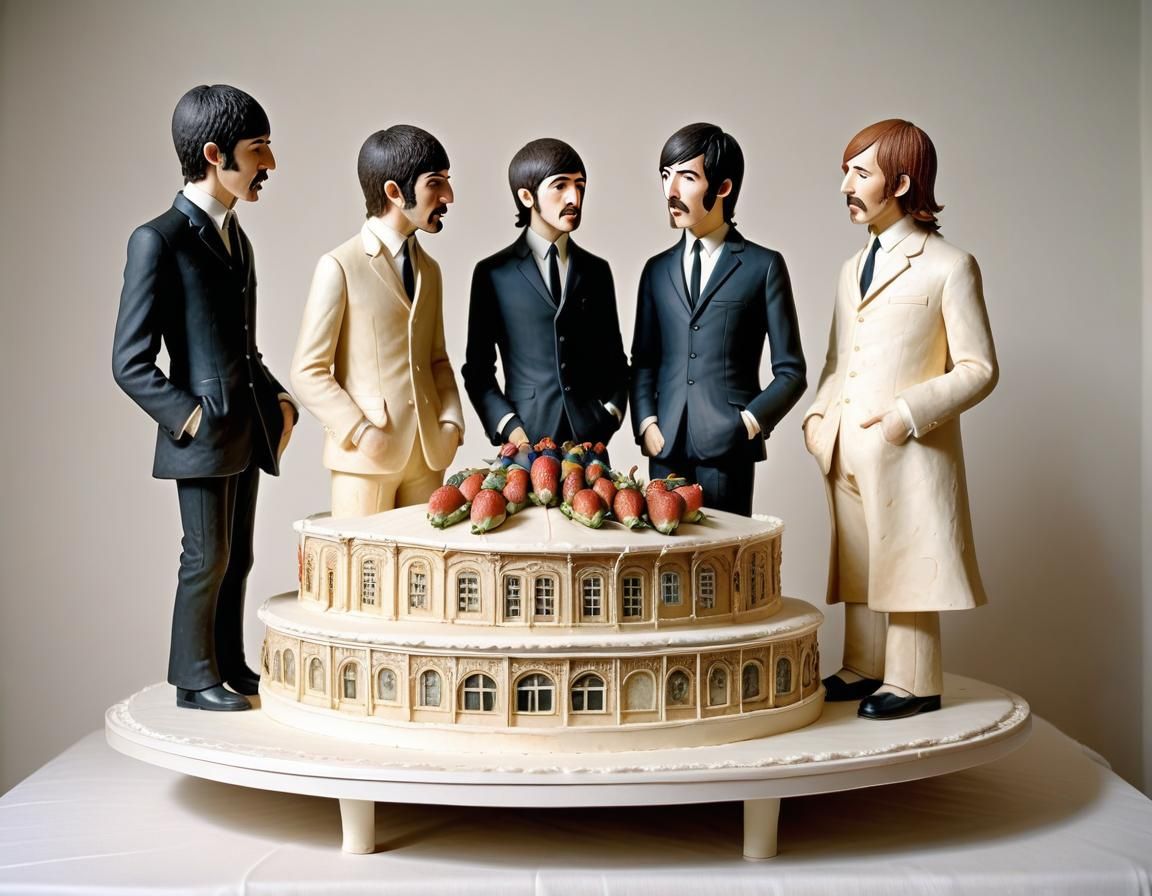 wedding cake sculpture shaped as the beatles