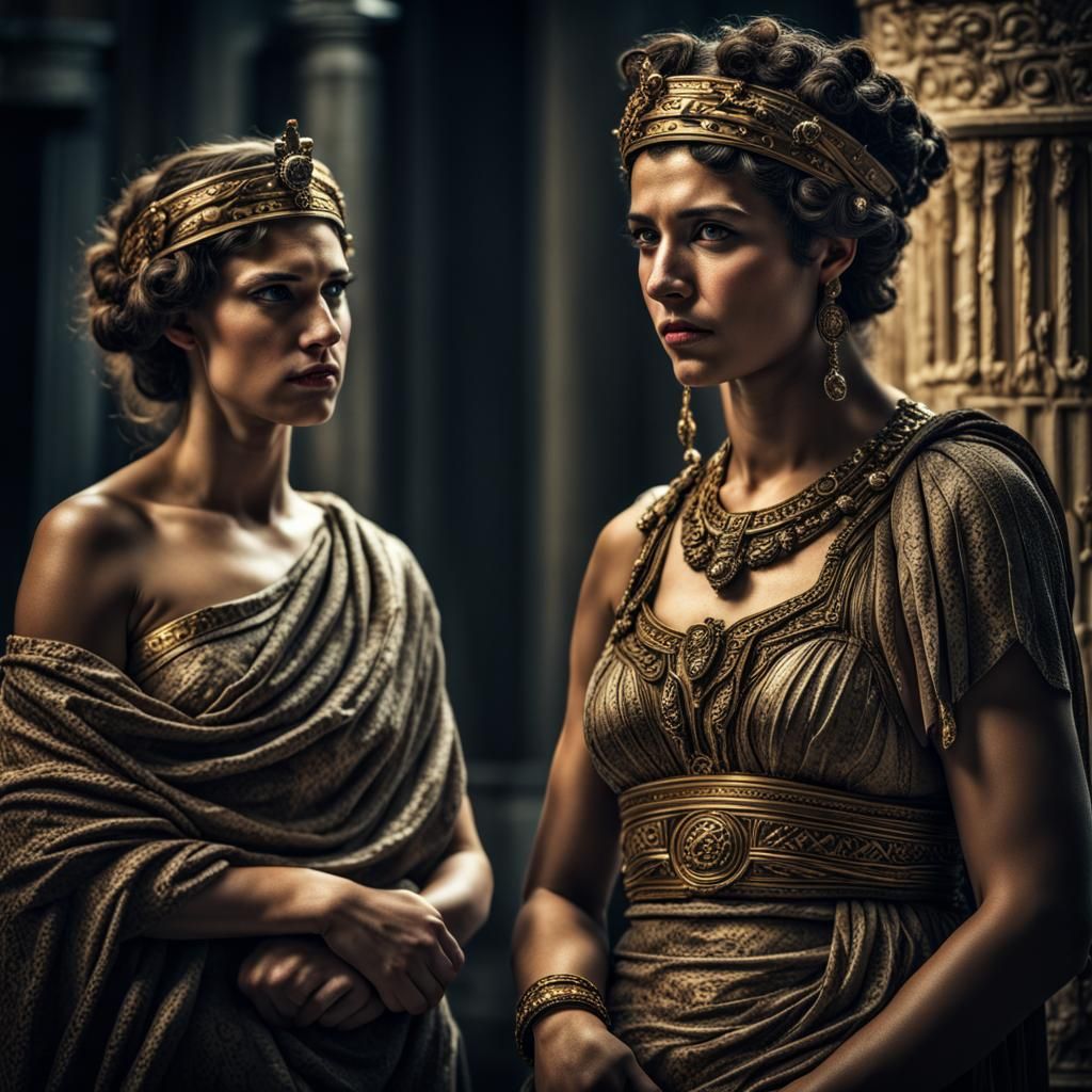 Helen of Sparta (before she became Helen of Troy) with her twin sister and sister-in-law, Clytemnestra of Mycenae. Yet o...